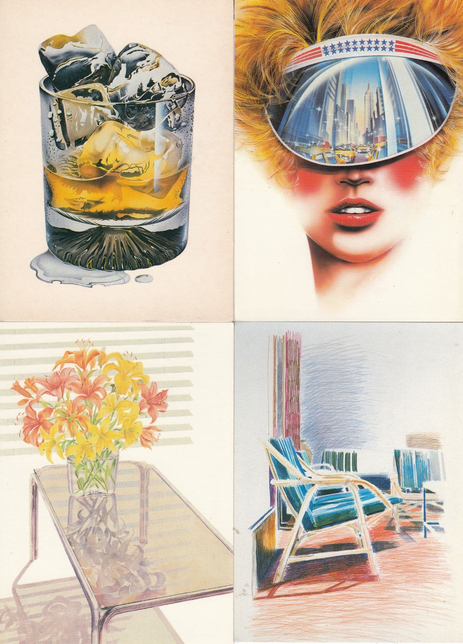 Tiger Lillies Lady Gaga Lookalike Blue Chairs 4x Painting Athena Art Postcard s