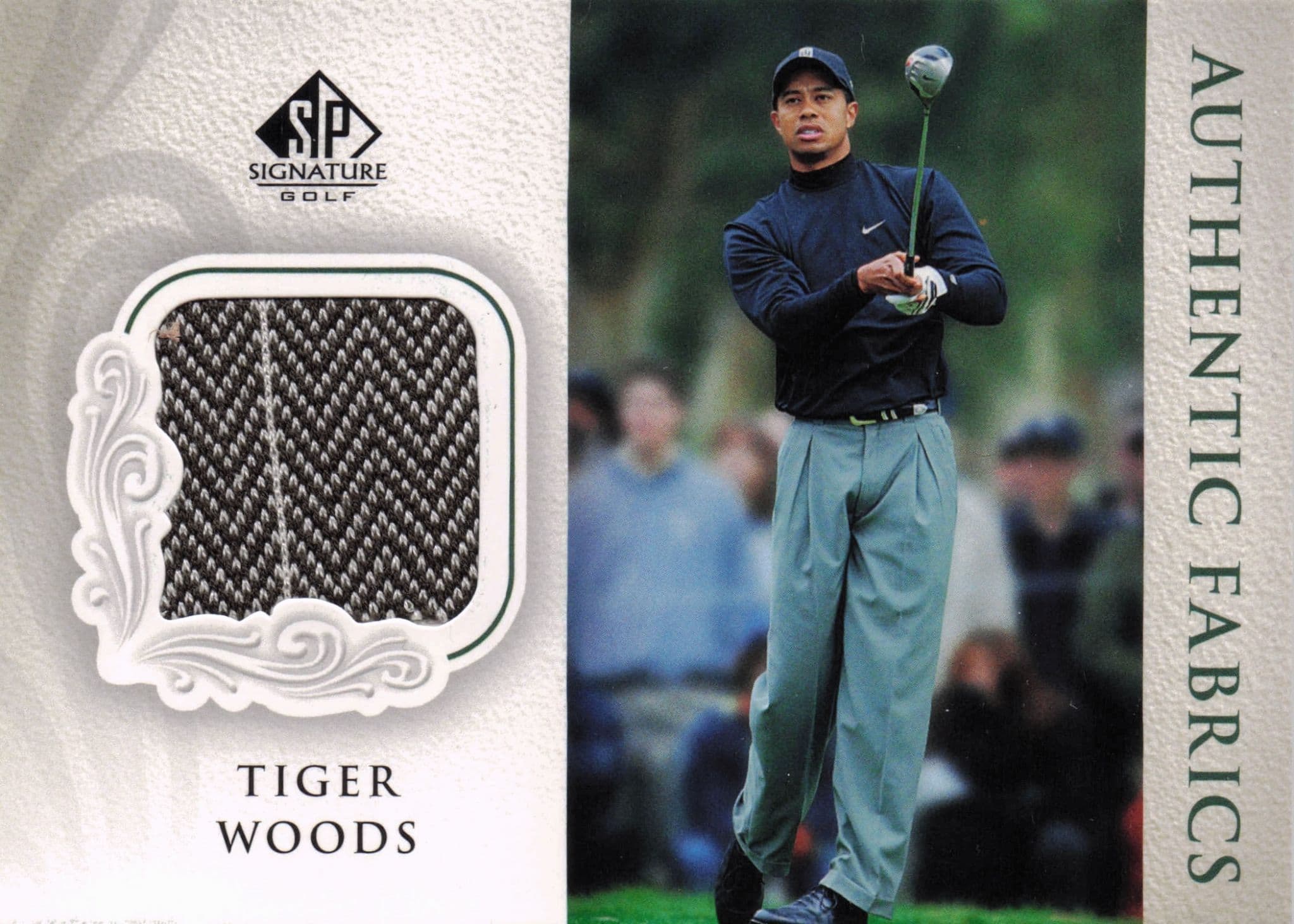 Tiger Woods Authentic Fabrics 2004 Upper Deck Real Golf Shirt Card