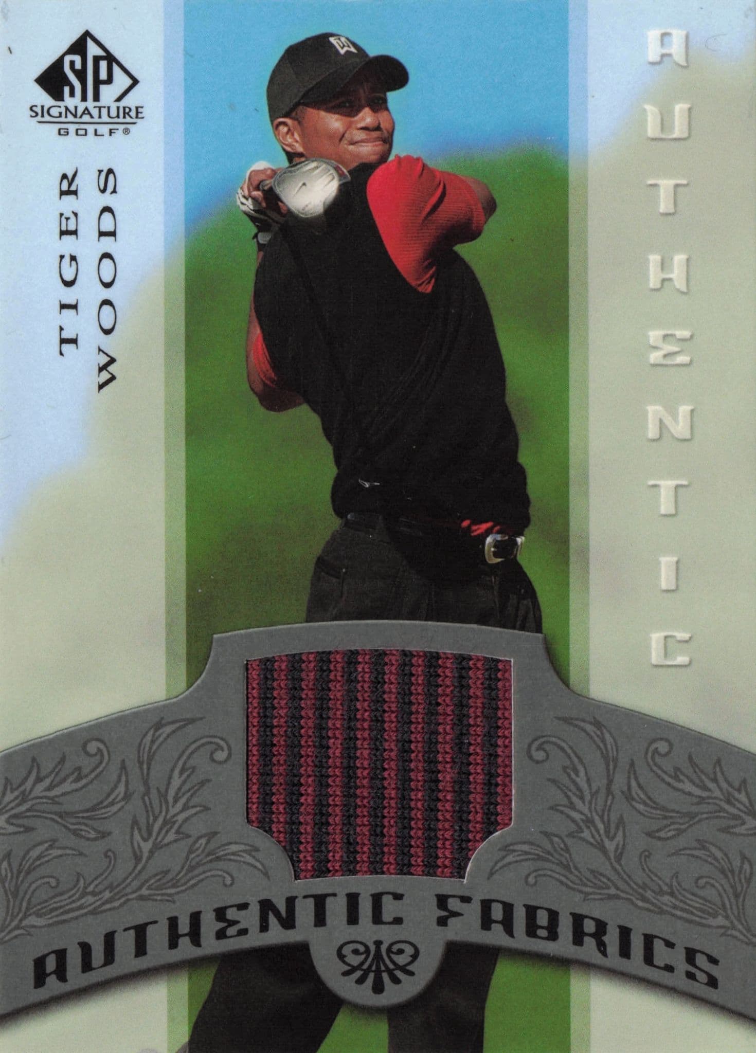 Tiger Woods Authentic Fabrics 2005 SP Golf Upper Deck Worn Shirt Card
