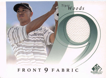 Tiger Woods Front 9 Fabric 2002 Upper Deck Authentic Shirt Card