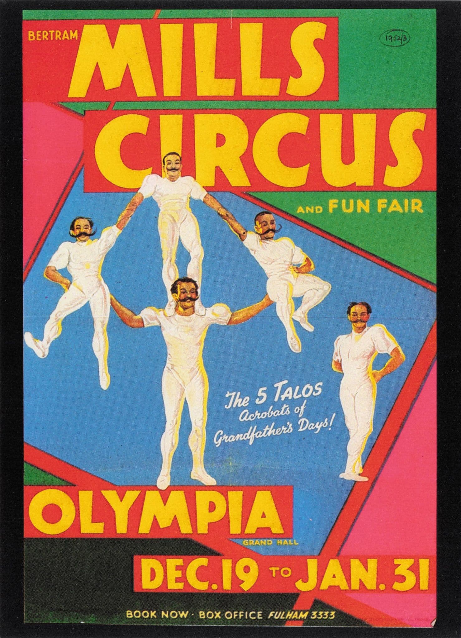 Tightrope Mills Circus Act at London Olympia Advertising Poster Postcard