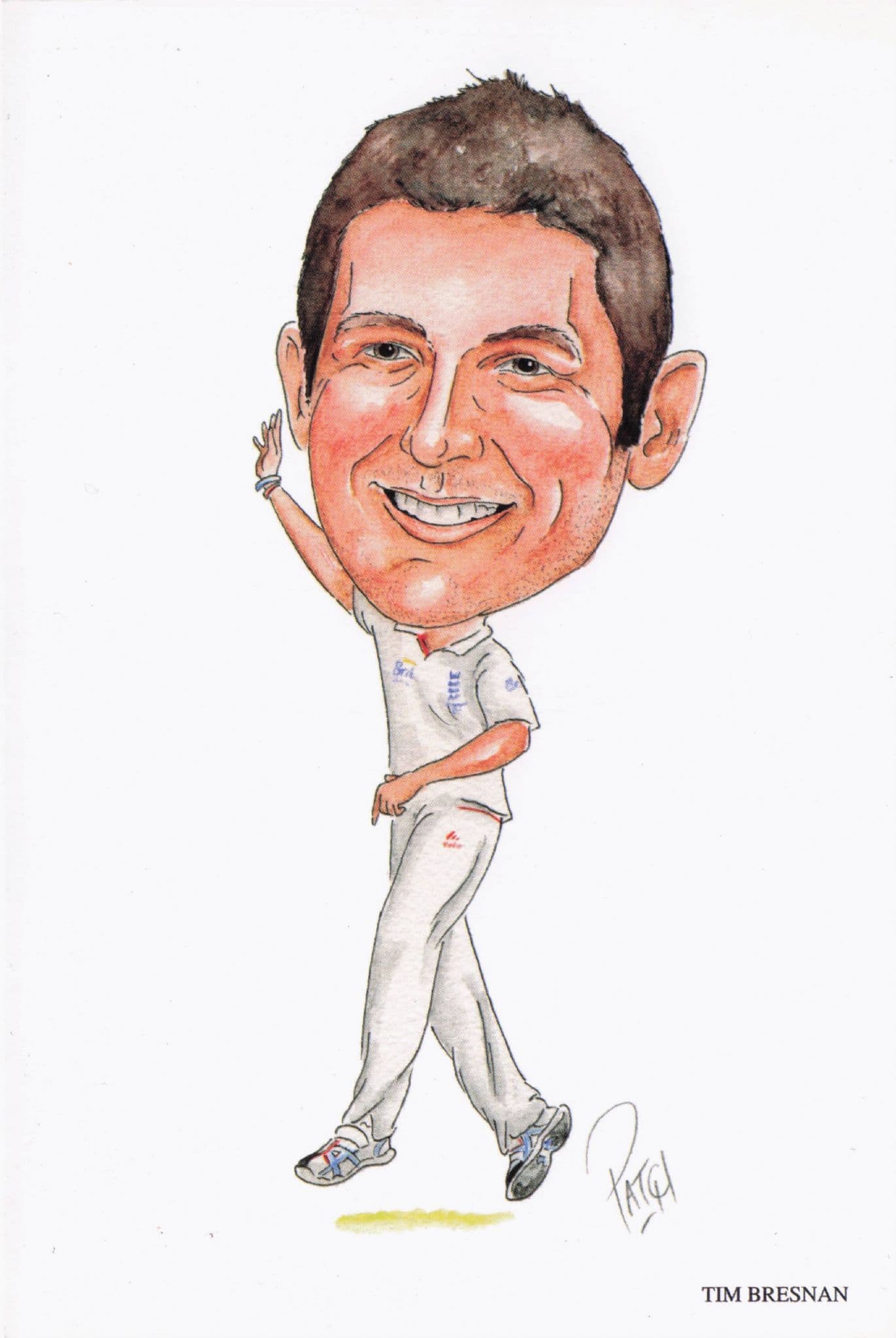 Tim Bresnan England Cricket Team Comic Limited Edn Art Postcard