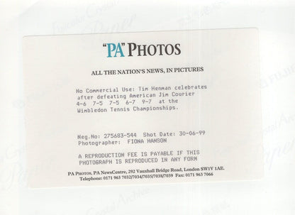 Tim Henman Beats Jim Courier Wimbledon Tennis 1999 Press Photo