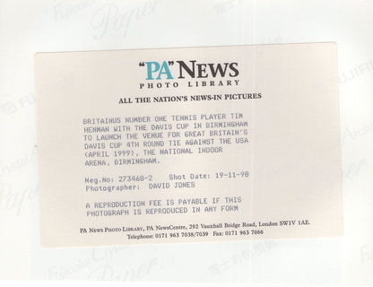 TIm Henman Davis Tennis Cup Birmingham 1998 Press Photo