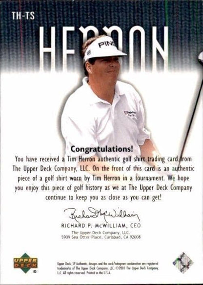 Tim Herron Upper Deck Worn Tour Swatch Shirt Golf Rare Card