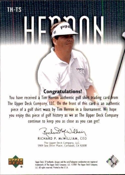 Tim Herron Upper Deck Worn Tour Swatch Shirt Golf Rare Card