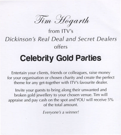 Tim Hogarth Dickinsons Real Deal Hand Signed Photo Please Read