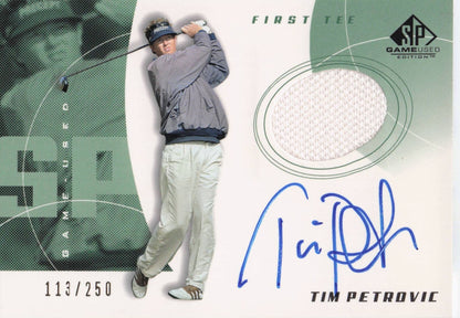 Tim Petrovic First Tee 2002 Golf Upper Deck Hand Signed Worn Shirt Card