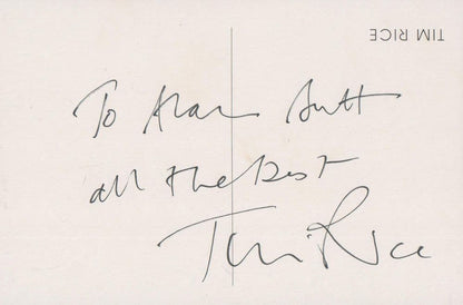 Tim Rice Stunning Hand Signed Photo
