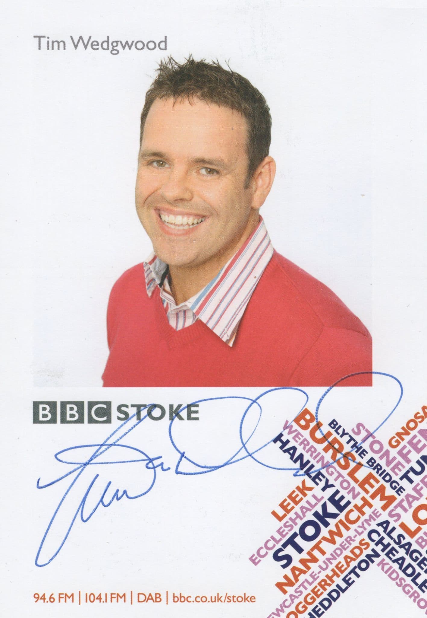 Tim Wedgewood BBC Radio Stoke Hand Signed Cast Card Photo