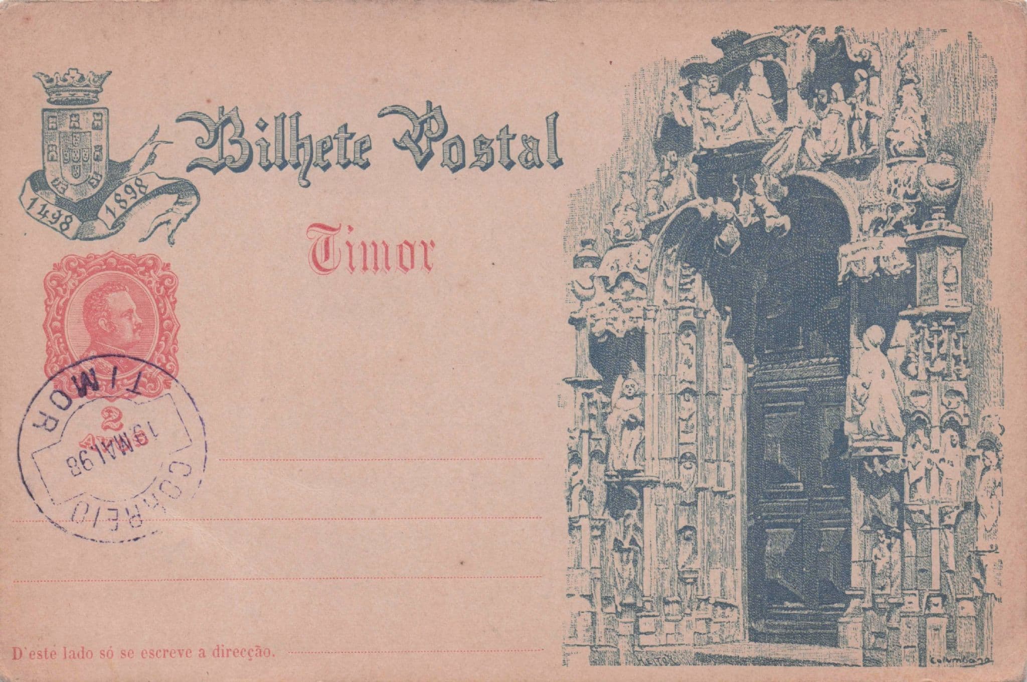 Timor Bilhete Correio 1898 Frank Portugal Old Postcard