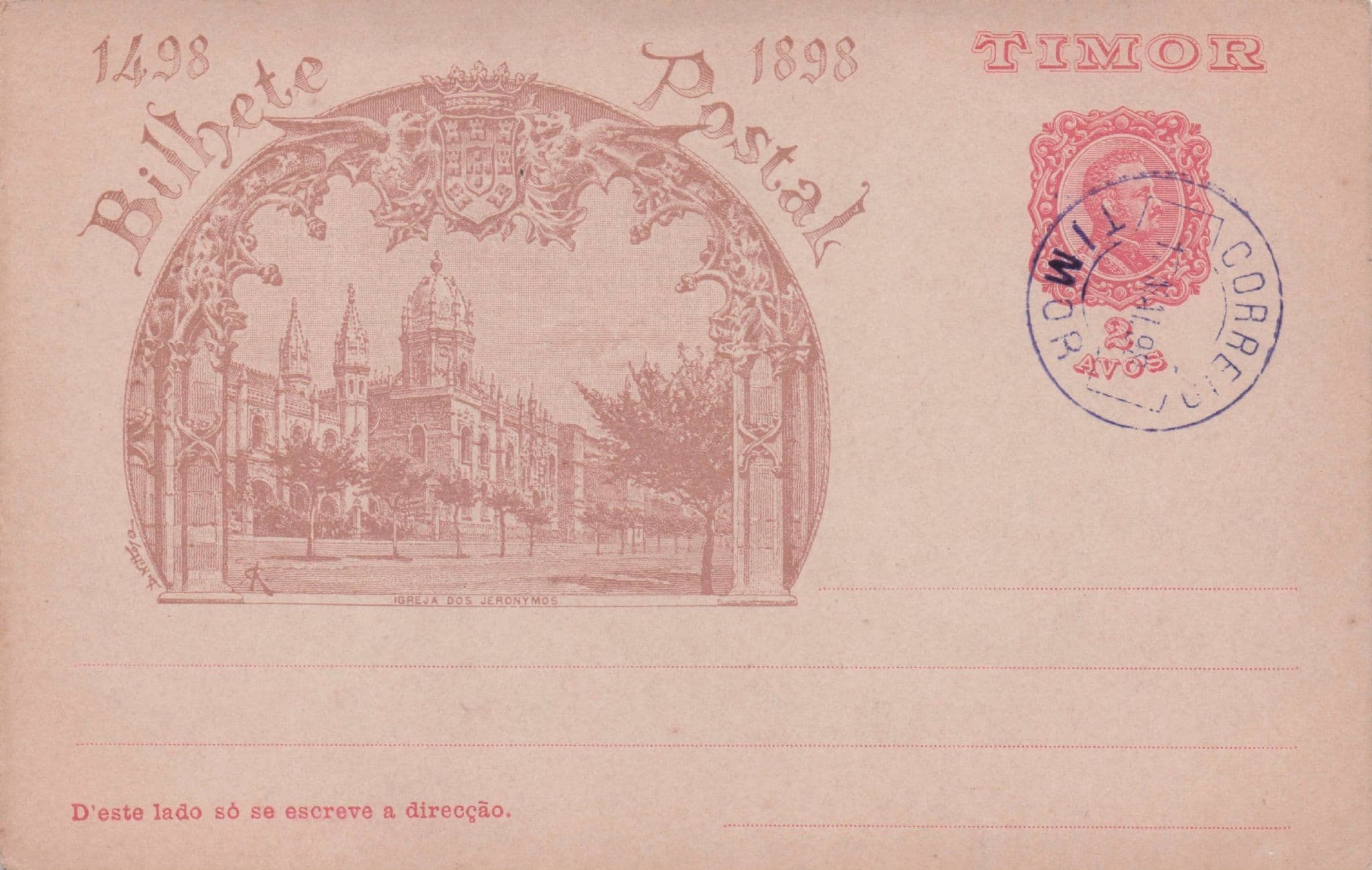 Timor Bilhete Correio 1898 Franked Portugal Old Postcard