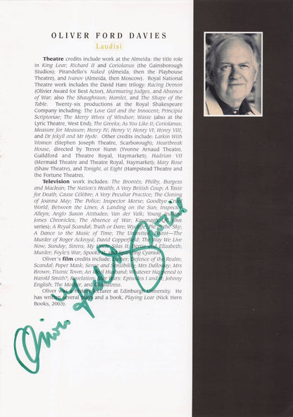 Timothy Bateson Brid Brennan Oliver Ford Davies Hand Signed Theatre Page