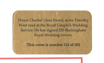 Timothy West Prince King Charles Wedding Benham Hand Signed FDC