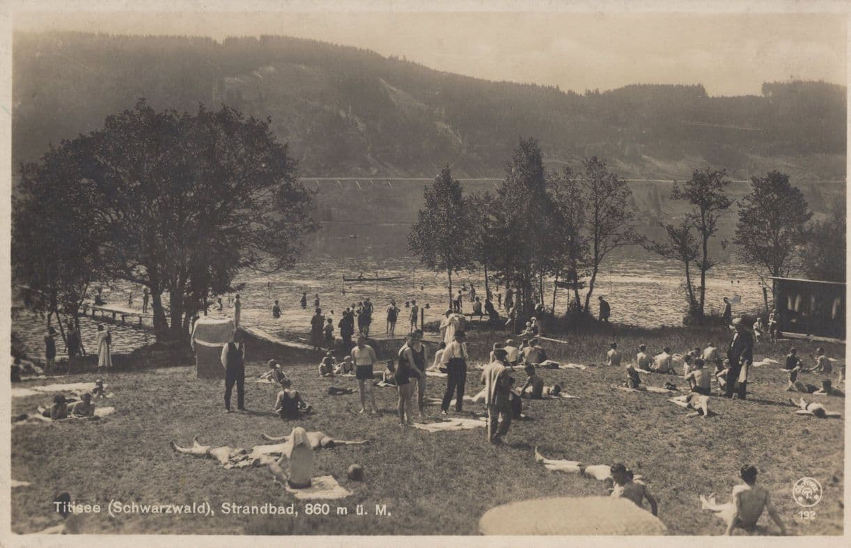 Titisee Strandbad Switzerland Picnic Sunbathing Antique Postcard