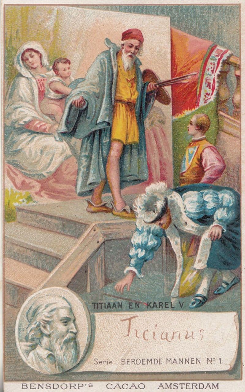 Tiziano Vecellio Italian Painter Printed Signed Bendorps Postcard Old Trade Card