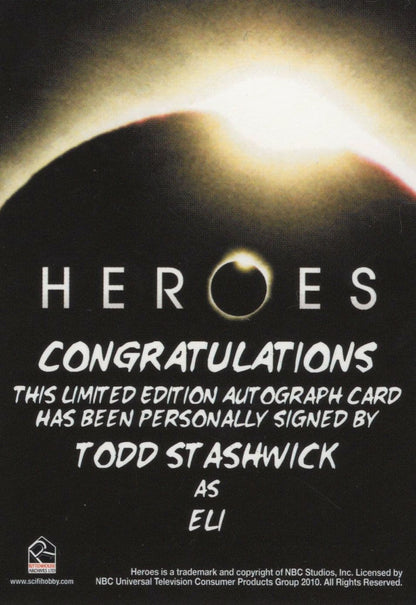 Todd Stashwick as Eli Heroes TV Show Hand Signed Autograph Card