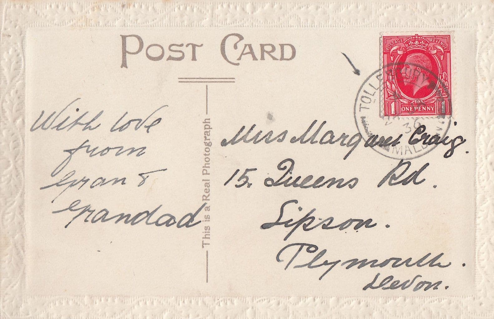 Tollesbury Essex Granddaughters Birthday Greetings Antique Postcard