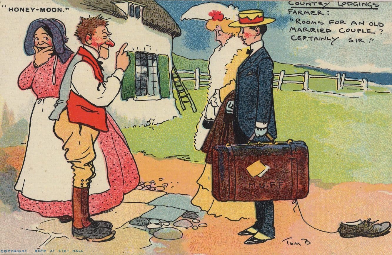 Tom Browne Farmer Farming Barn Cottage Honeymoon Comic Postcard