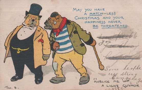 Tom Browne Matchless Christmas Burglar With Baseball Bat Comic Humour Postcard
