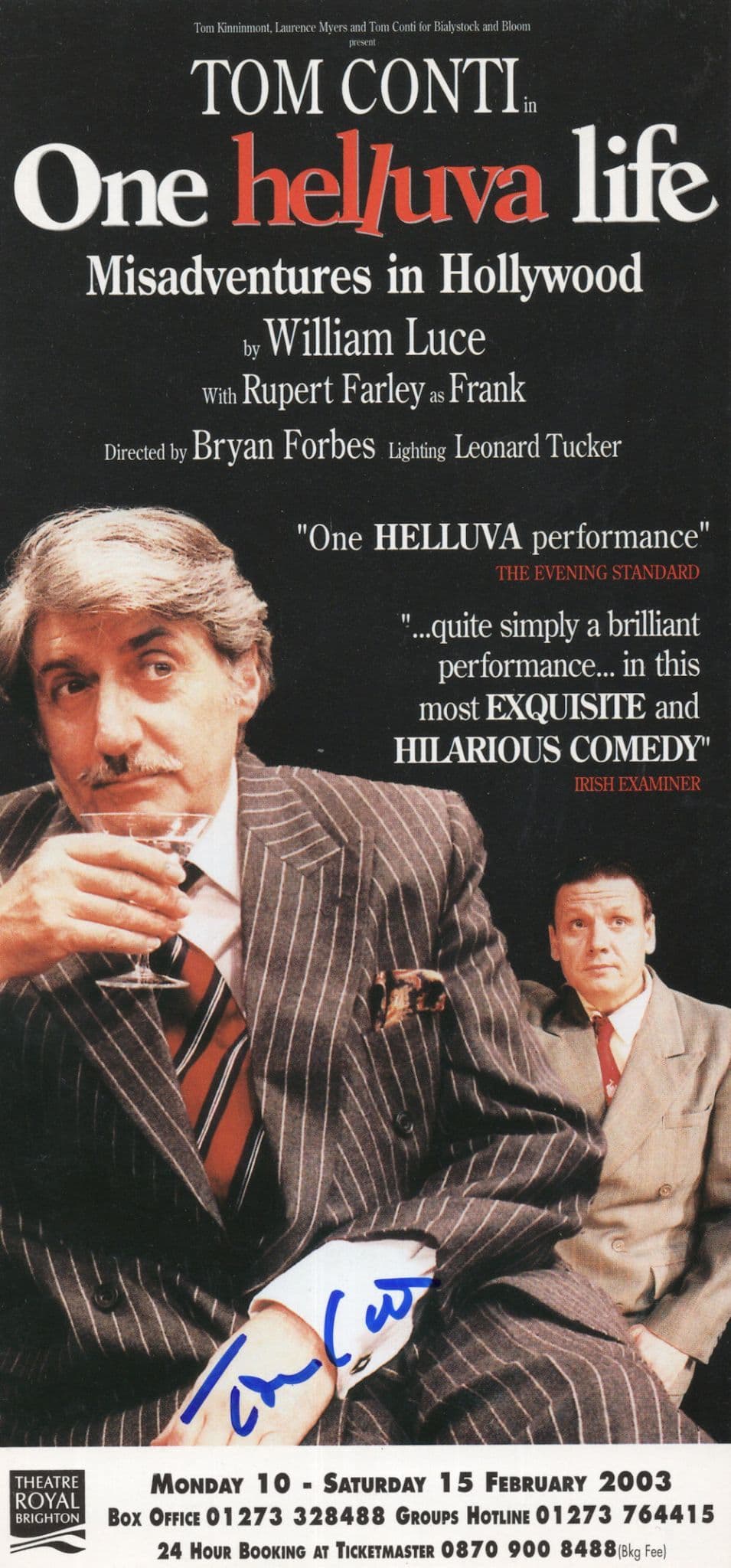 Tom Conti Merry Christmas Mr Lawrence Oppenheimer Hand Signed Theatre Flyer