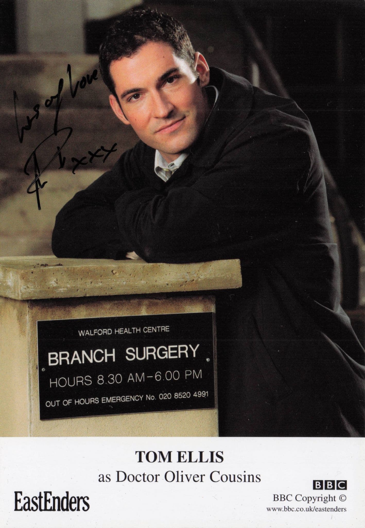 Tom Ellis as Doctor Dr Oliver Cousins Eastenders Hand Signed Cast Card