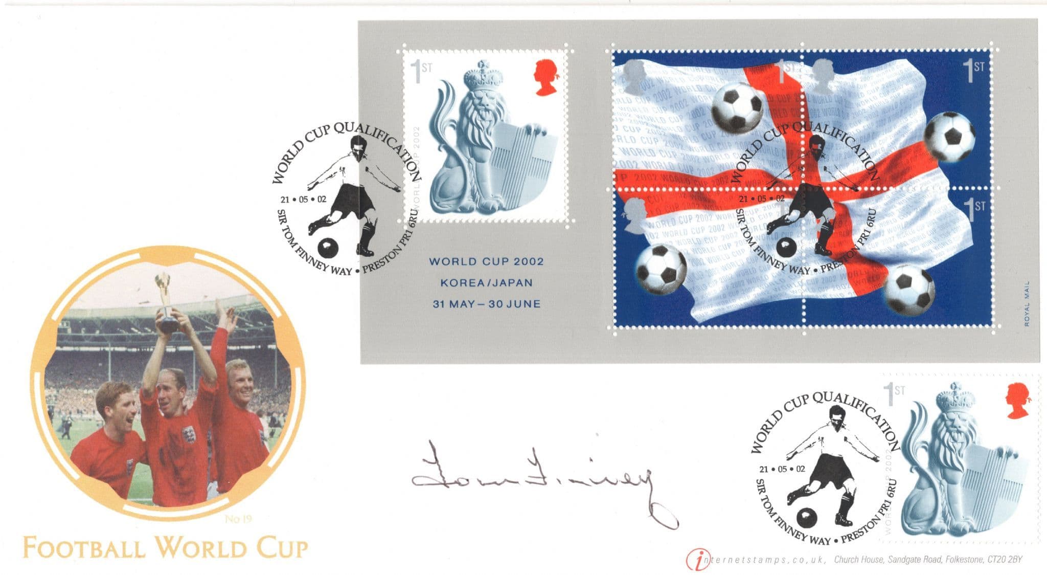 Tom Finney Buckingham World Cup Football 2002 Hand Signed FDC