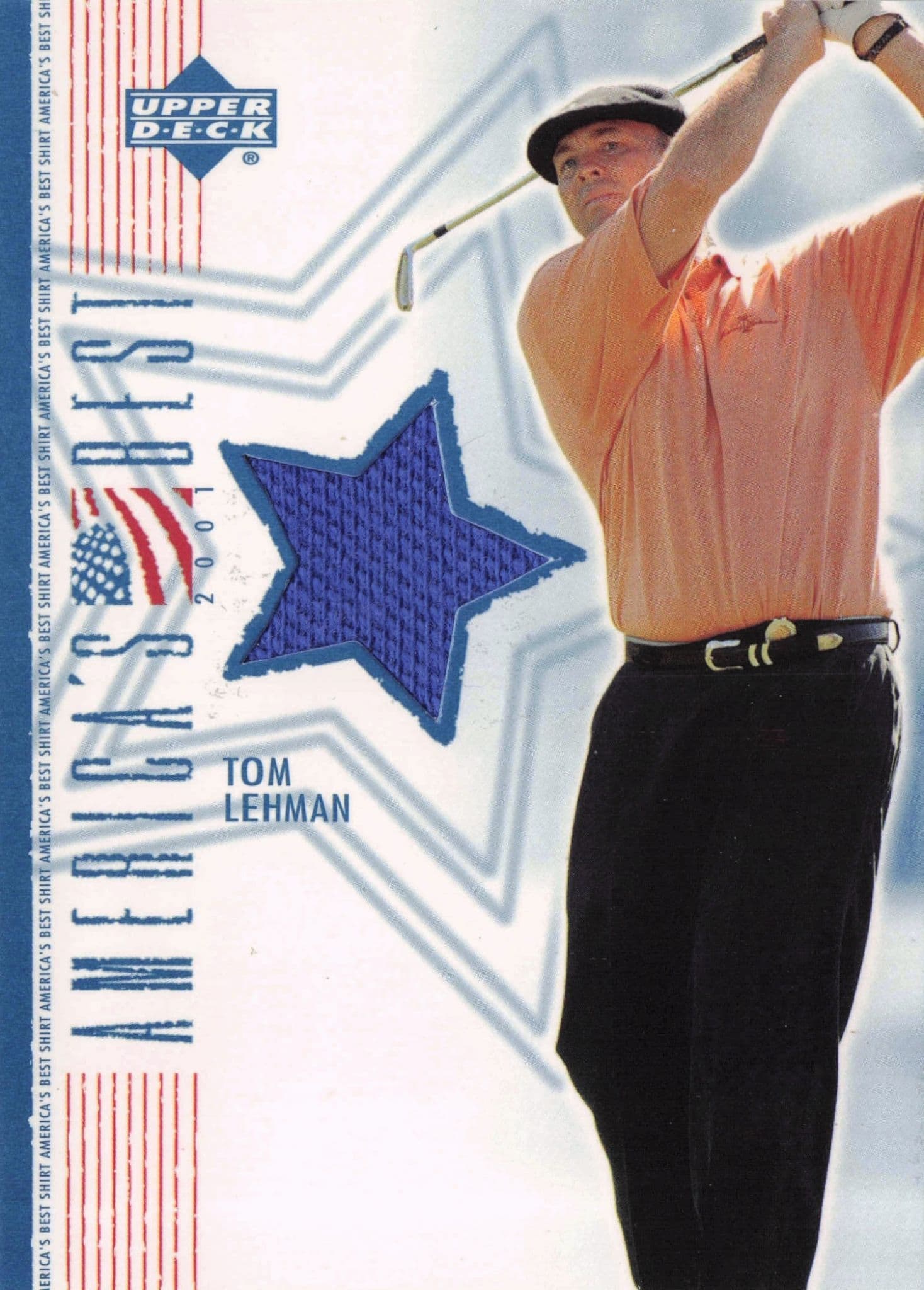 Tom Lehman America's Best 2002 Upper Deck Real Worn Golf Shirt Card