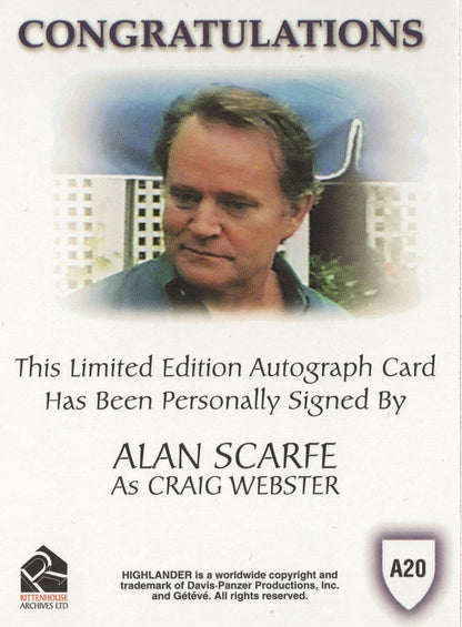 Tom McBeath The Complete Highlander Signed Autograph Card