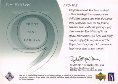 Tom Weiskopf Front 9 Fabric 2002 Upper Deck Authentic Shirt Card