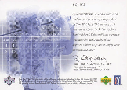 Tom Weiskopf Scorecard Signatures Hand Signed 2002 SP Golf Autograph Card