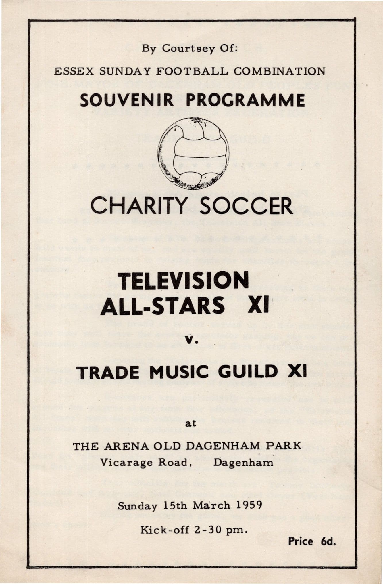 Tommy Steele Ronnie Corbett Lonnie Donegan Dagenham Football TV All Stars Programme