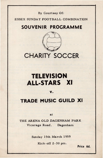 Tommy Steele Ronnie Corbett Lonnie Donegan Dagenham Football TV All Stars Programme