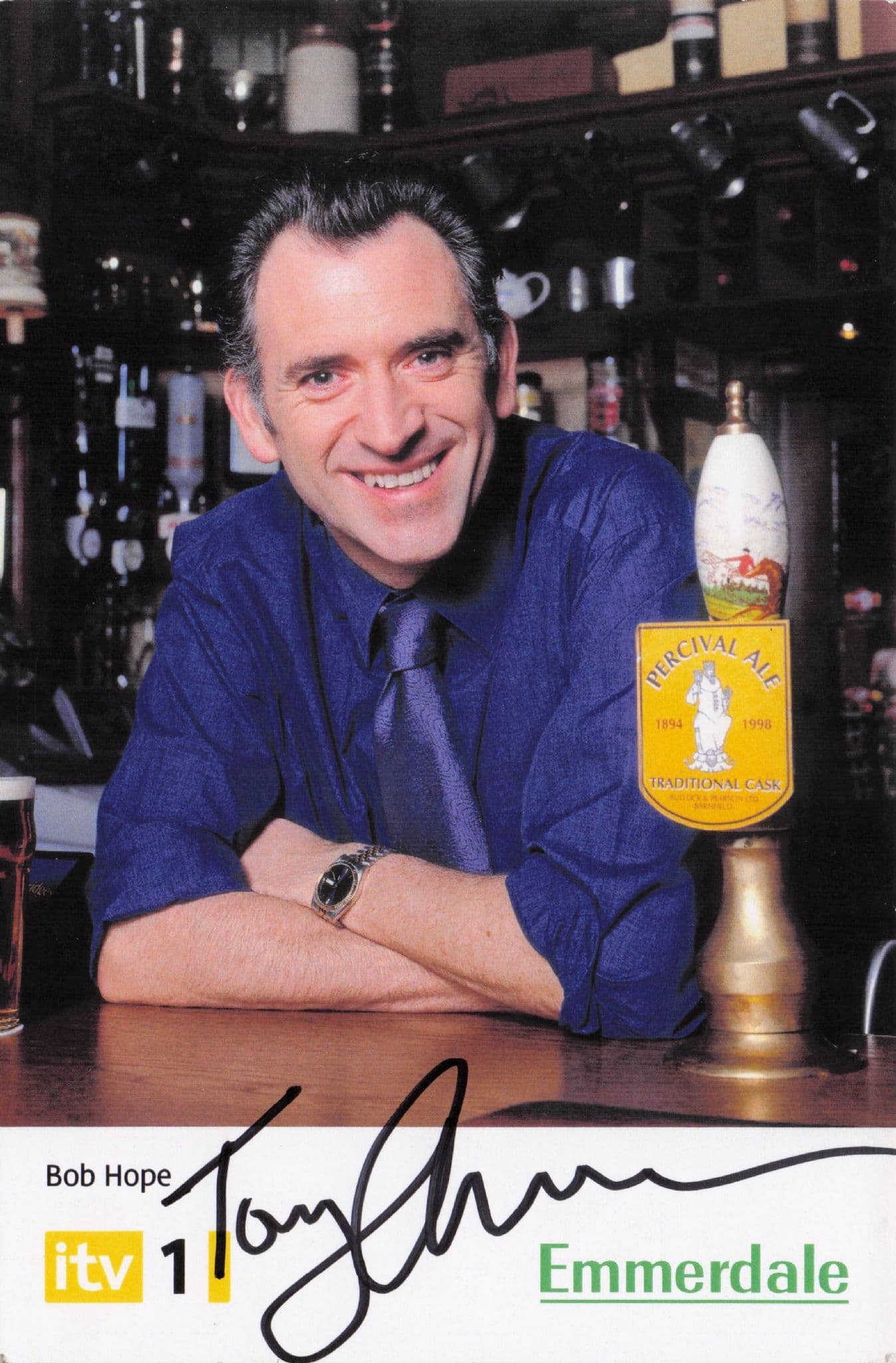 Tony Audenshaw as Bob Hope Emmerdale Hand Signed Cast Photo