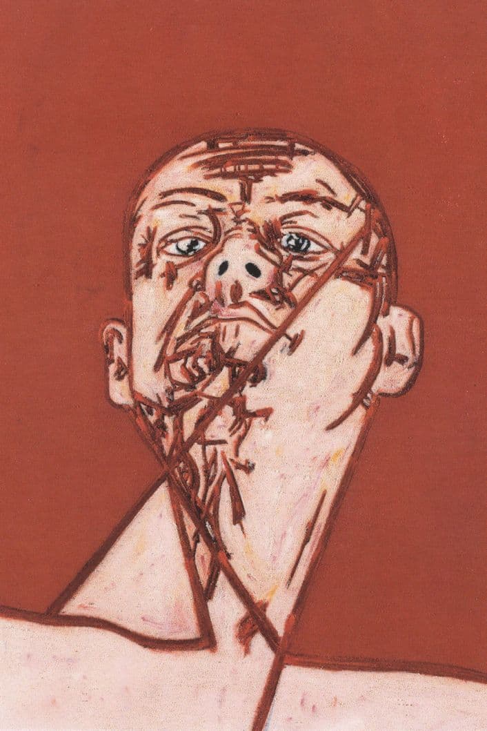 Tony Bevan Head & Neck Bloody Stitches Painting Postcard