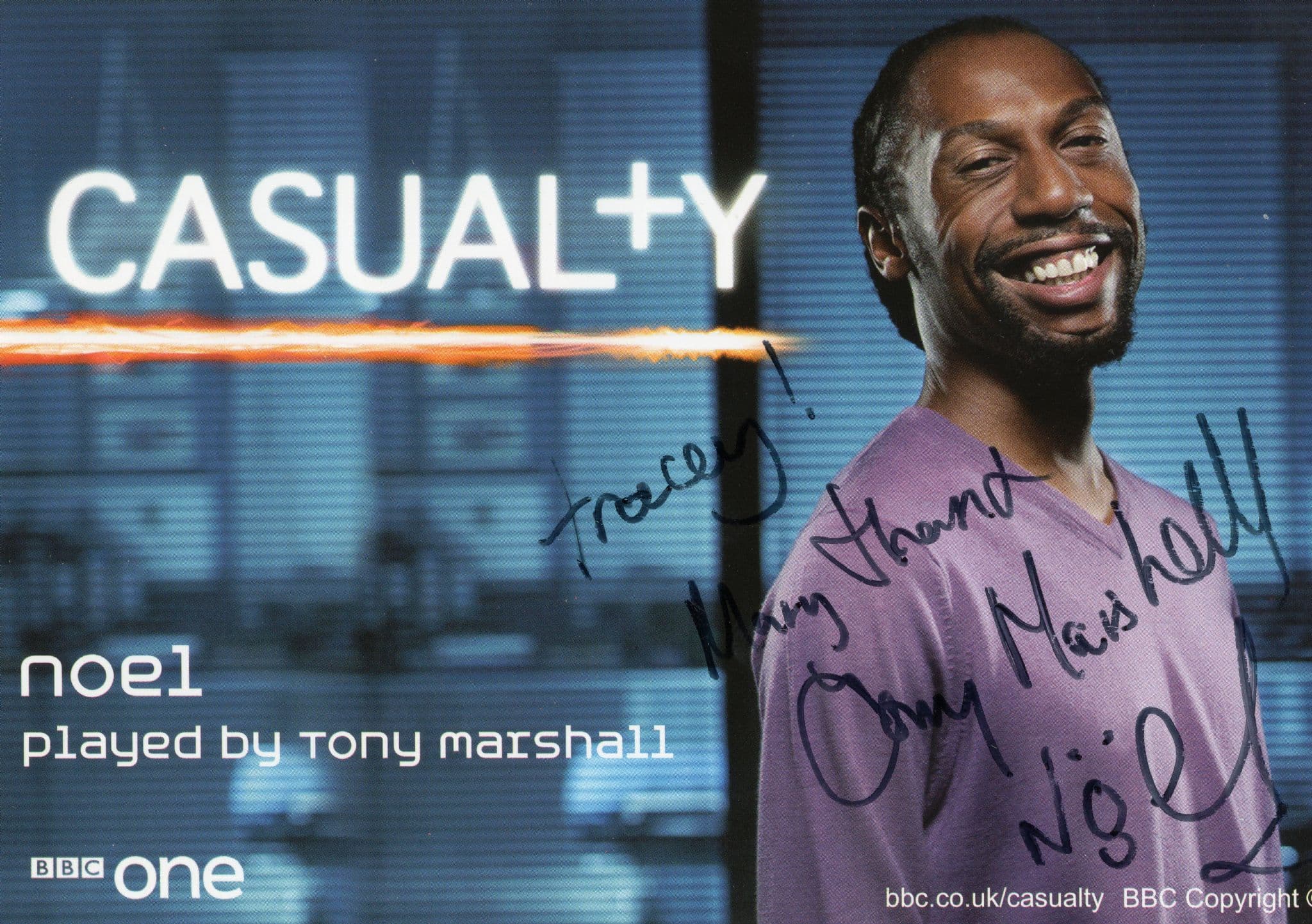 Tony Marshall as Noel BBC Casualty Hand Signed Cast Card Photo