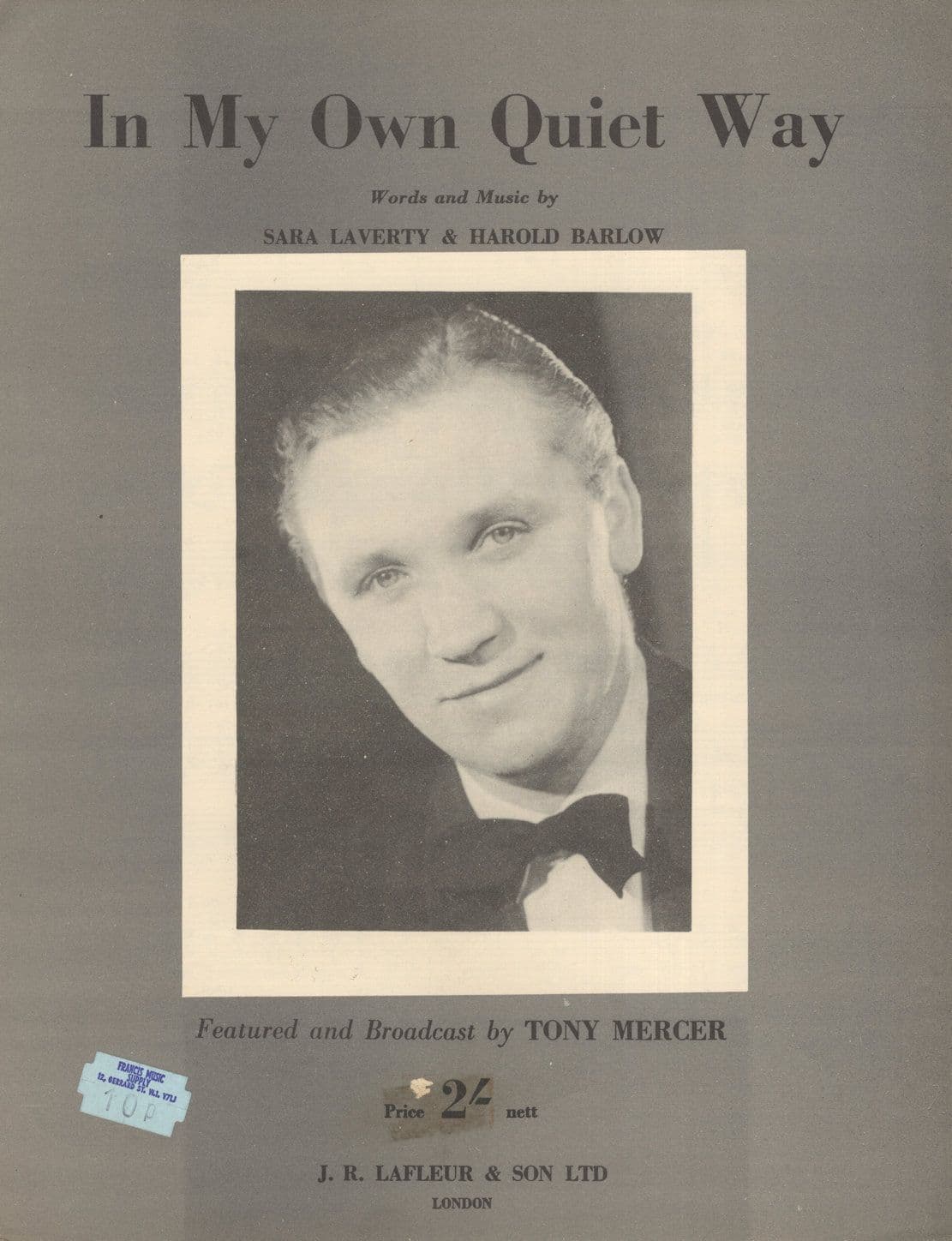 Tony Mercer In My Own Quiet Way Rare Sheet Music