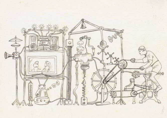Too Much TV Television Makes You Fat Obese Comic Exercise Machine Postcard