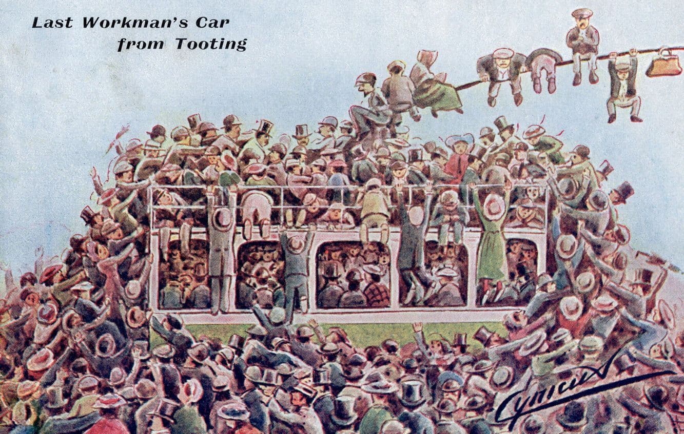 Tooting London Bus Transport Last Coach Disaster Comic Old Postcard