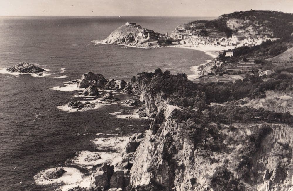 Tossa Del Mar Mountain Rocks Aerial Spain Real Photo Postcard