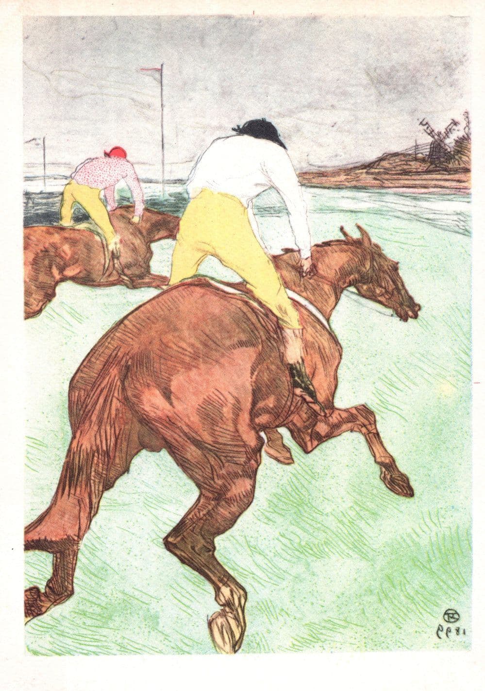 Toulouse Lautrec The Horse Racing Jockey Old French Painting Postcard