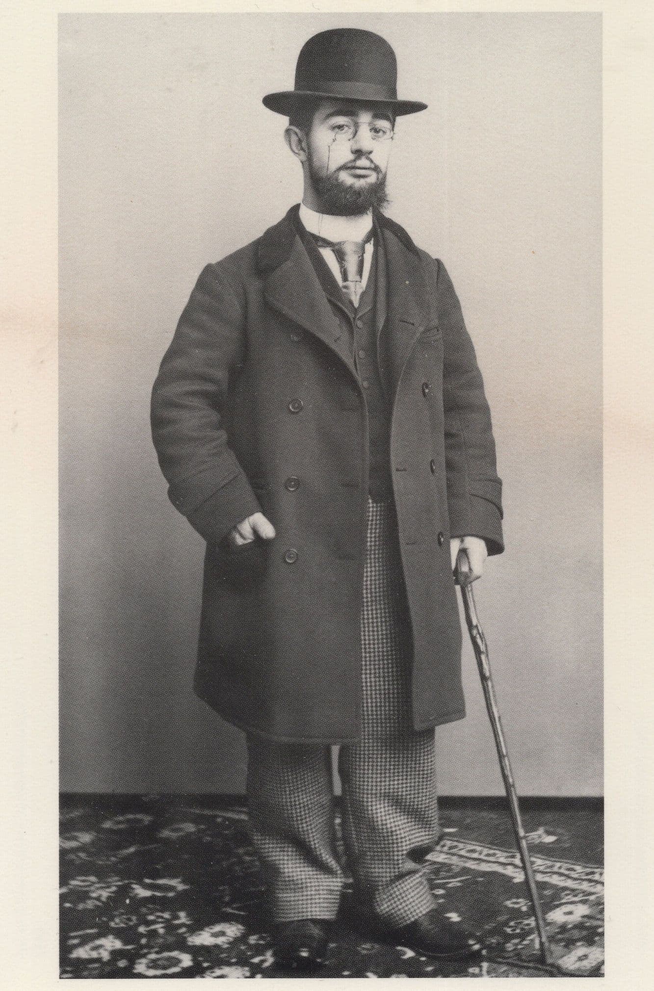 Toulouse Lautrec & Walking Stick French Artist Victorian Photo Postcard