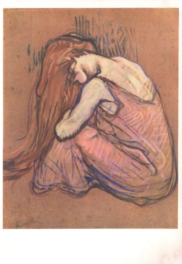 Toulouse Lautrec Woman Combing Her Hair Painting Postcard