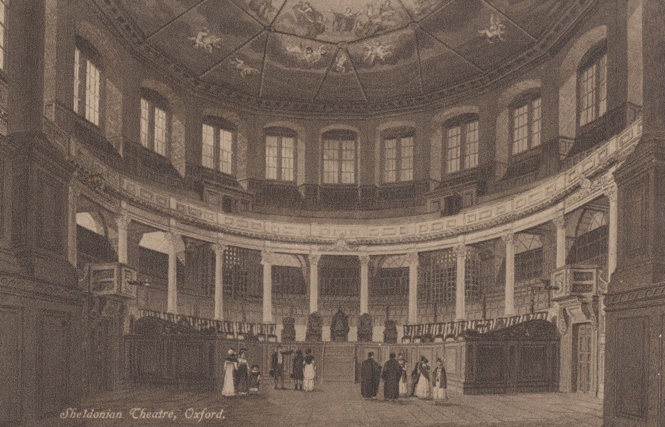 Tourists At Sheldonian Theatre Oxford Antique Postcard