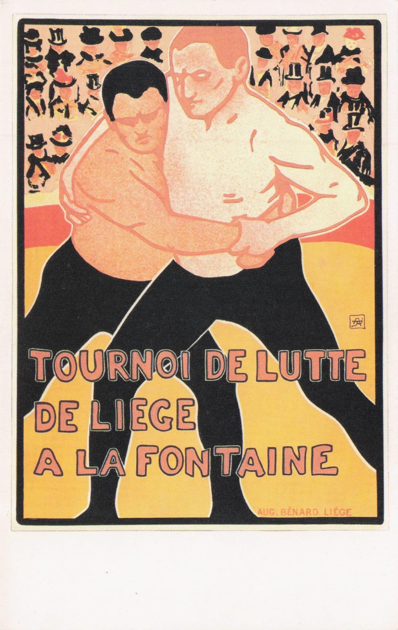Tournoi De Lutte French Old Wrestling Sumo Advertising Postcard