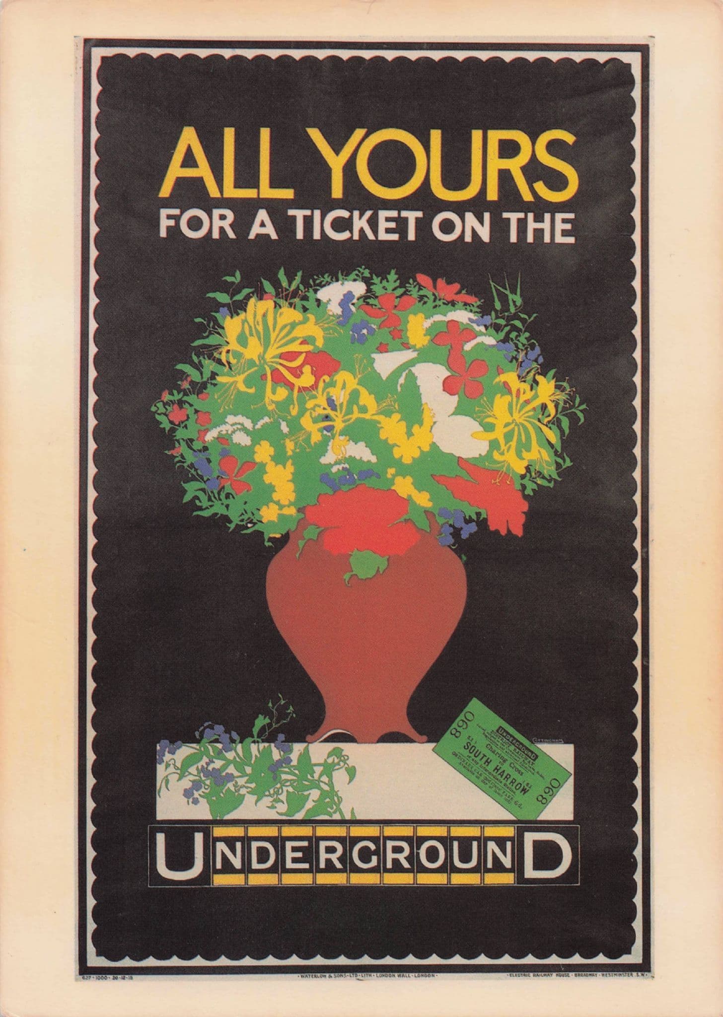 Tours For A Ticket WW1 London Underground Advertising Poster Postcard