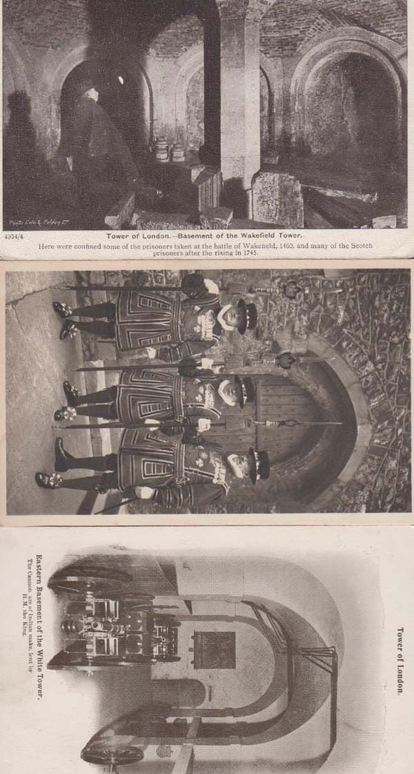 Tower Of London Eastern Basement Prison Military Cannon 3x Antique Postcard s