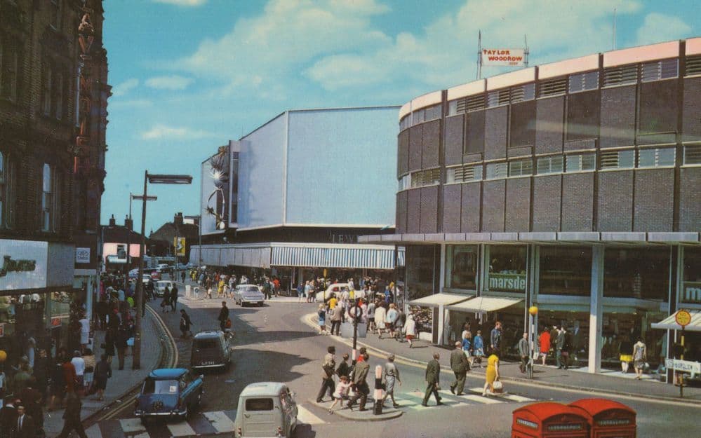 Town Centre Hanley Staffs 1970s Learner Driver On Zebra Crossing Postcard