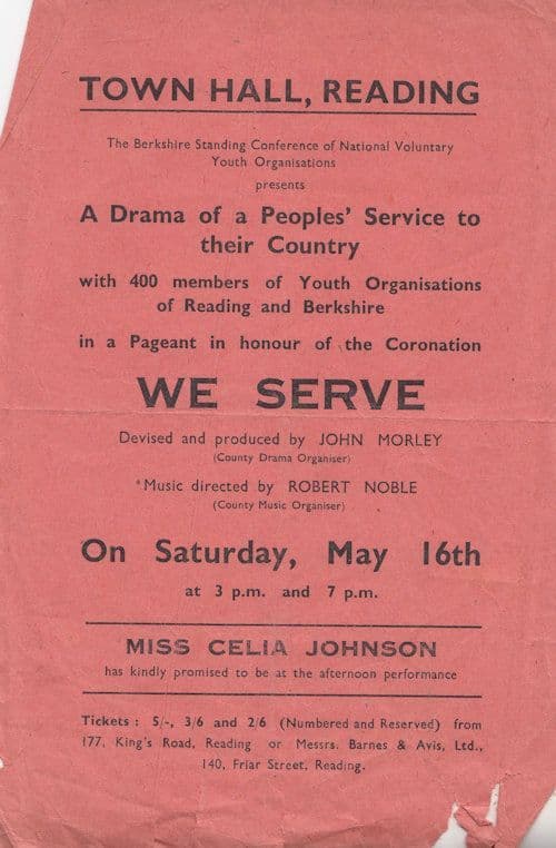 Town Hall Reading Queen Elizabeth II Coronation Youth Theatre Flyer