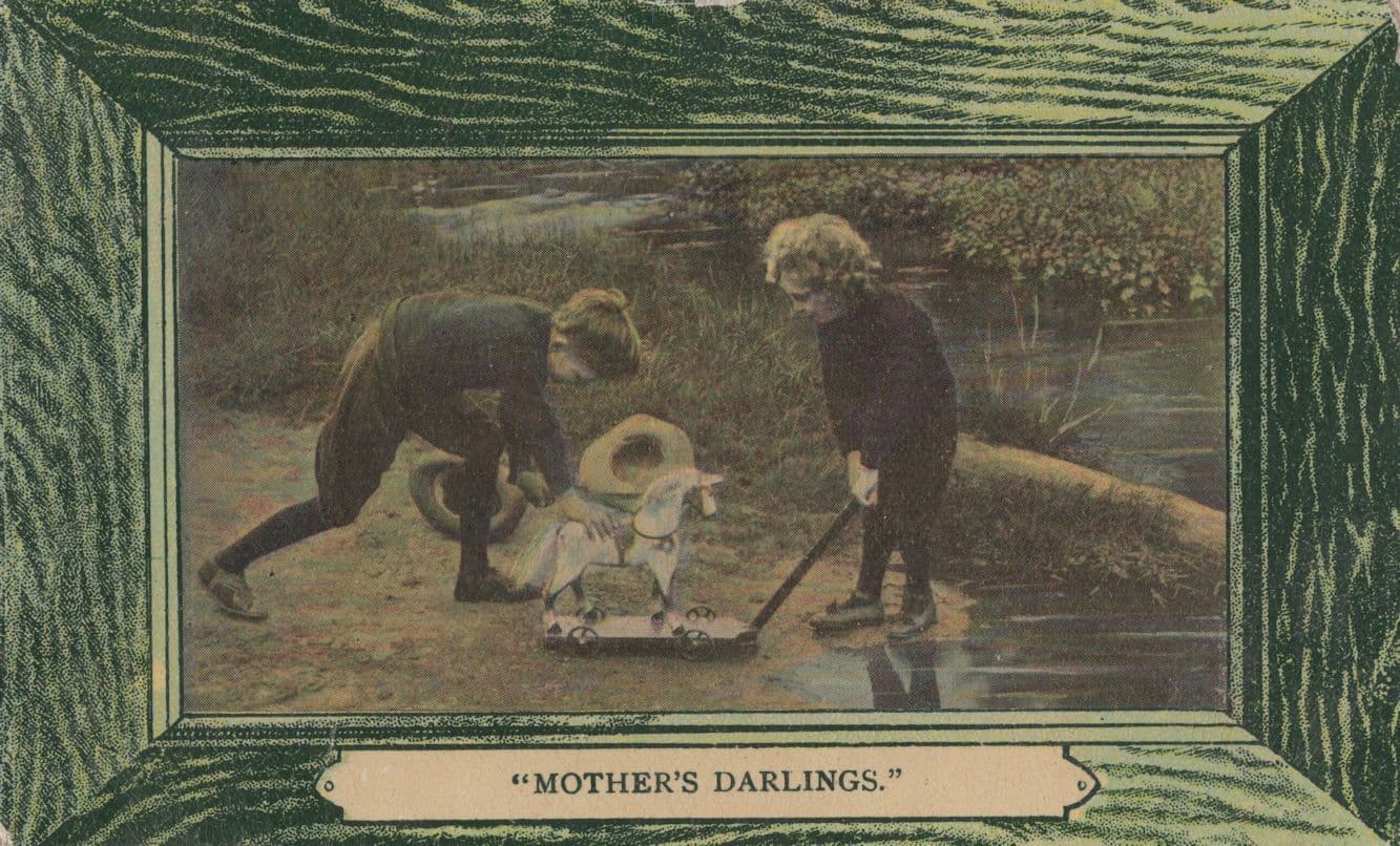 Toy Rocking Horse On Skateboard Disaster Children Old Postcard